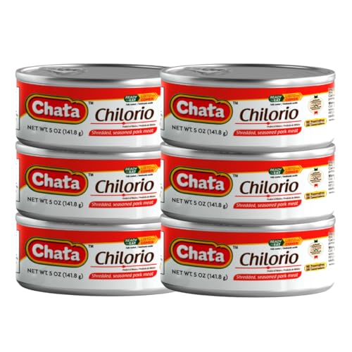 Chata Mexican Pork Chilorio, Seasoned Shredded Pork, 5 oz Can Pack of 6