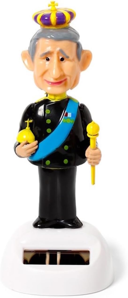Puckator LTD. King Charles Solar Bobble Figure The King Black/Yellow/Blue, Printed, 100% Plastic