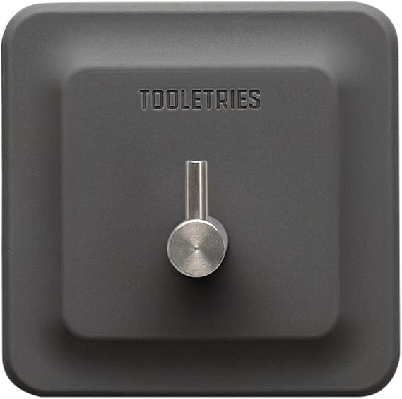 TOOLETRIES Arnold Silicone Shower Hook, Adhesive Bathroom Hook - Charcoal