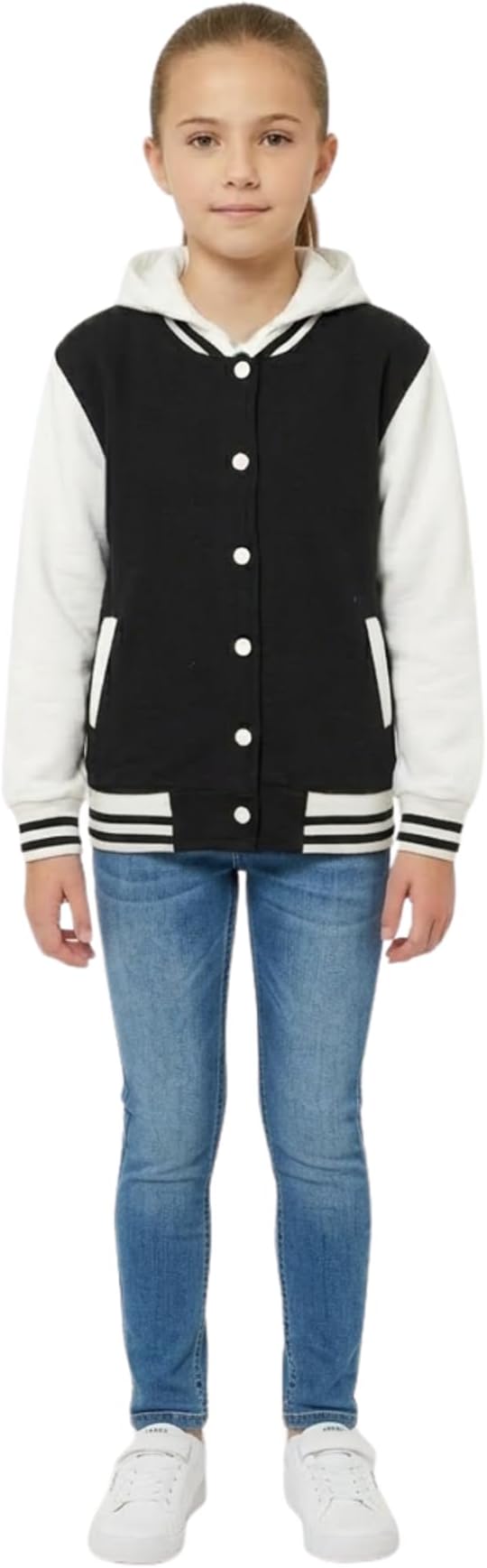A2Z 4 Kids Girls Boys Hooded Varsity Baseball Jacket Lightweight Coat