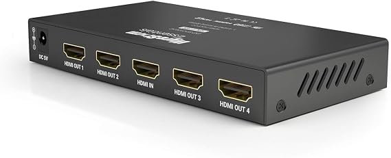 WyreStorm EssentialsTM Plug & Play 1x4 HDMI Splitter with Scaling Feature