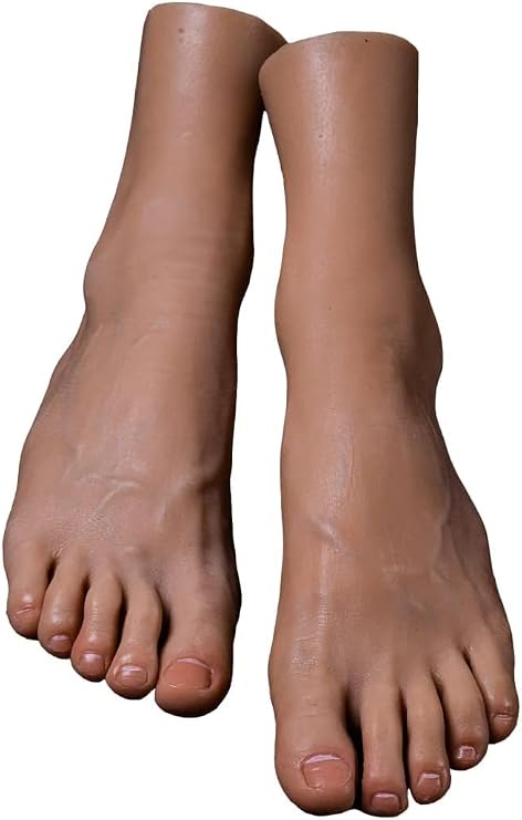 Realistic Silicone Female Feet,Silicone Feet Model,Lifesize Female Foot Mannequin with Bone,The Toe Can be Bended Freely (Pair)