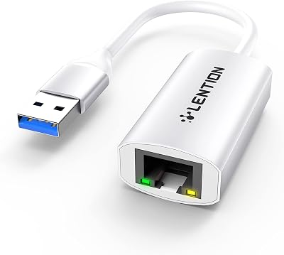 LENTION USB to Ethernet Adapter, 1000Mbps Plug and Play Wired LAN Network USB A to RJ45 Converter Powerline Ethernet Adapter Compatible with Nintendo Switch, Linux, Windows LaptopHU604, Silver