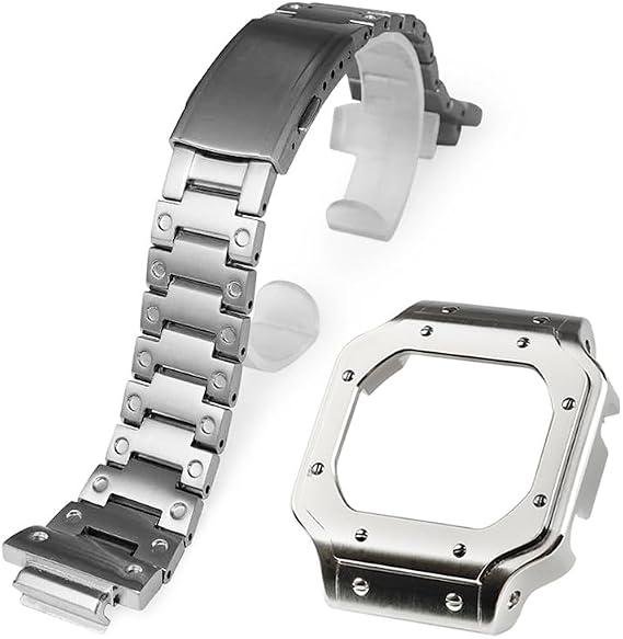 DW5600 Case Band Mod Kit, Stainless Steel Strap Case Bezel with Face Nails Compatible with Casio G-shock DW5600, GB5600, GW-B5600, GWX5600, DW5025/