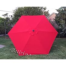 BELLRINO DECOR Replacement RED " STRONG & THICK " Umbrella Canopy for 9ft 6 Ribs Bright Red (Canopy Only)