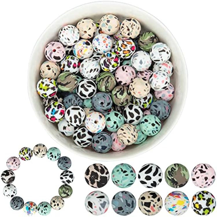 100Pcs Silicone Loose Beads 15mm Bracelet Beads for Necklace Bracelet Jewelry Craft Making Jewelry Supplies Mix Color 100Pcs