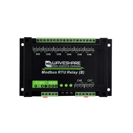 Industrial Modbus RTU 8-ch Relay Module (B) with RS485 Interface Multi Isolation Protection Circuits 7~36V Power Supply Safe & Stable & Reliable  with an ABS Enclosure