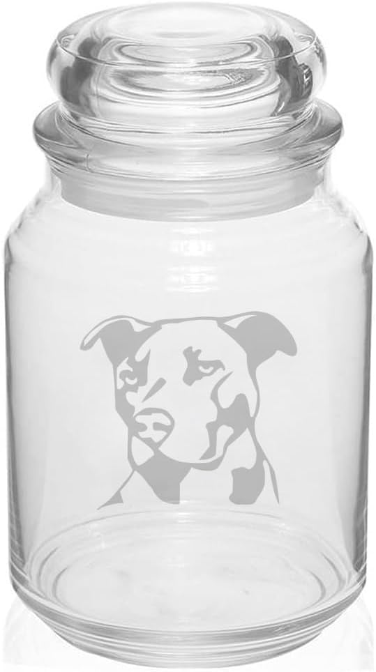 26 oz Glass Candy Jar Gift Pit Bull Face