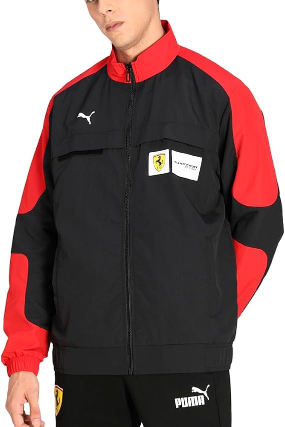 PUMA Mens Ferrari Race Statement Woven Jacket Adjustable Closure - Red, LARGE, Red, L
