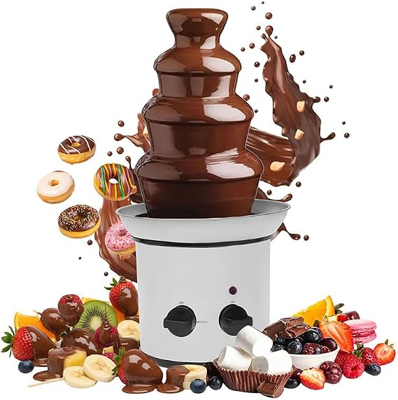 Chocolate Fondue Fountain, 4 Layers Commercial Chocolate Fountain Cream Rotating Melt Machine, Adjustable Temperature, for Chocolate Candy Butter Cheese