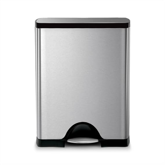 simplehuman CW1816 50L Rectangular Pedal Bin Brushed Stainless Steel W 50.3cm x H 65.3cm x D 32.5cm