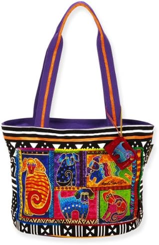 Laurel Burch Dog Tails Patchwork Medium Tote 5210 Multi