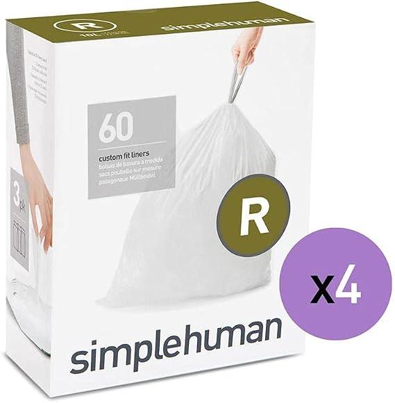 simplehuman Code K Custom Fit Recycling Trash Can Liner, 3 refill packs (60 Count), 35-45 Liter / 9-12 Gallon