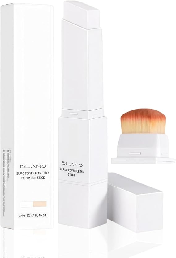 Colour Changing Foundation Stick,Full Coverage Foundation Sti/ck with Found/ation Brush,2-In-1 Concealer Cream Sti/ck,Found/ation for Mature Skin,Waterproof Long-Lasting Concealer Stick(Fair)