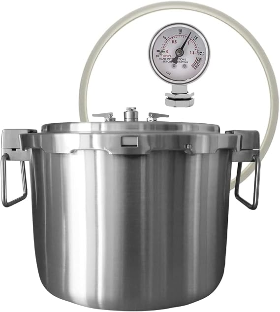 Buffalo QCP435 37-Quart Stainless Steel Pressure Cooker [Commercial series] Bundle with Pressure Gauge and Silicon Gasket