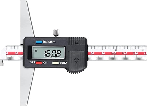 Vernier Caliper,Single Hook Digital Depth Vernier Caliper Micrometer Stainless Steel Electronic Digital Depth Gauge, Large LCD Screen, 0-150mm
