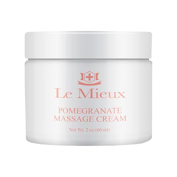 Le Mieux Pomegranate Massage Cream - Aromatic Moisturizing Neck & Face Massage Cream with Algae, Hyaluronic Acid & Botanical Oils, No Parabens or Sulfates (2 oz / 60 ml)