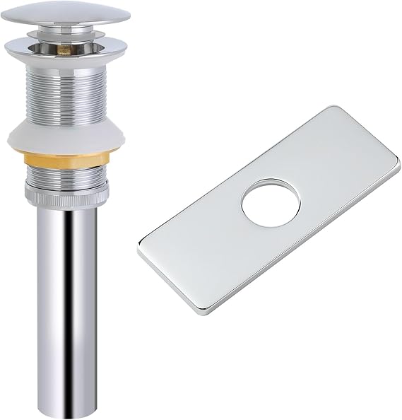 Bathroom Sink Drain and 6 Hole Cover Bundle, Polished Chrome