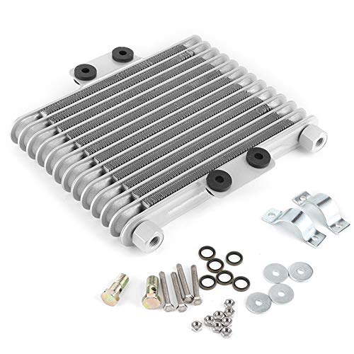 13 Row Universal Motorcycle Engine Oil Cooler, High Performance Aluminum Alloy Radiator, Silver, for 125 250 Motor Use, Reduces Engine Wear and Increases Power