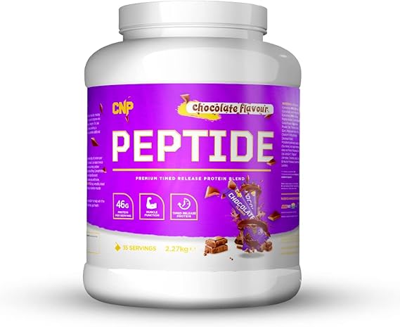 CNP Professional Peptide, High Protein 48g Premium Timed Release Protein Blend, Micellar Casein, Digestive Enzymes, 2.2Kg, Vegetarian and Halal (Chocolate)