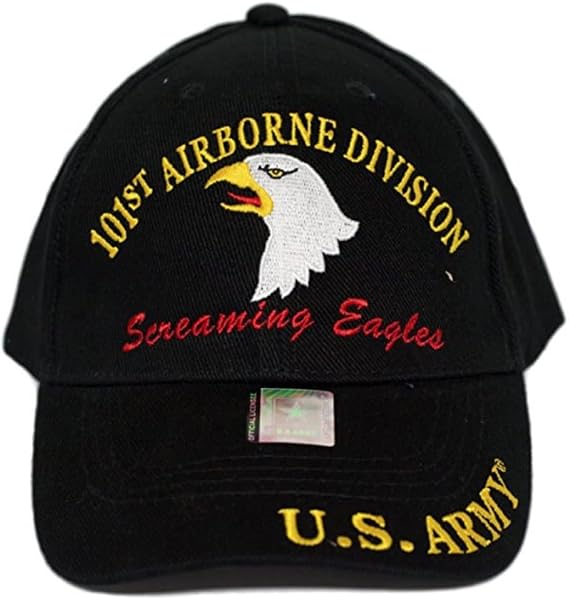 Army 101st Airborne Screaming Eagles Division Black Embroidered Cap Hat