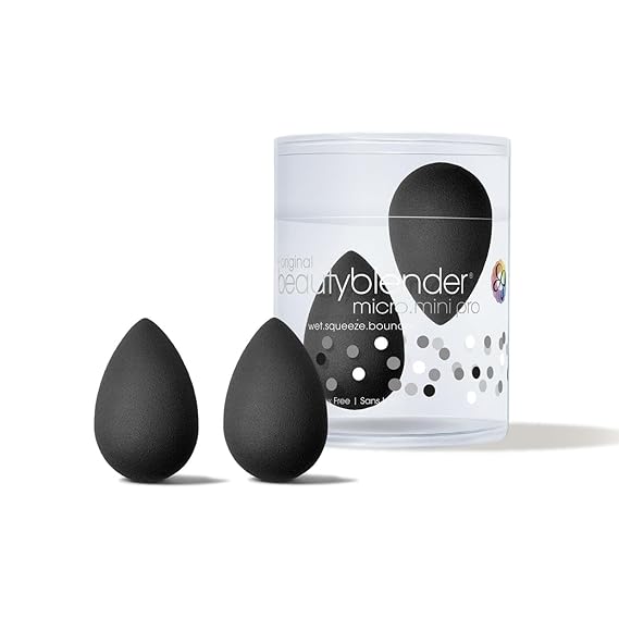 Beautyblender | Micro Mini Pro Black Beauty Blender Makeup Sponges, Super-Soft Foam Easily Blends Concealers & Highlighters, Made in USA, Reusable, Washable, Streak Free Application, 2 Pack