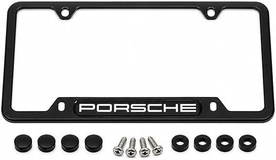 Porsche Genuine OEM Stainless Steel Nameplate License Frame - Matte Black Finish