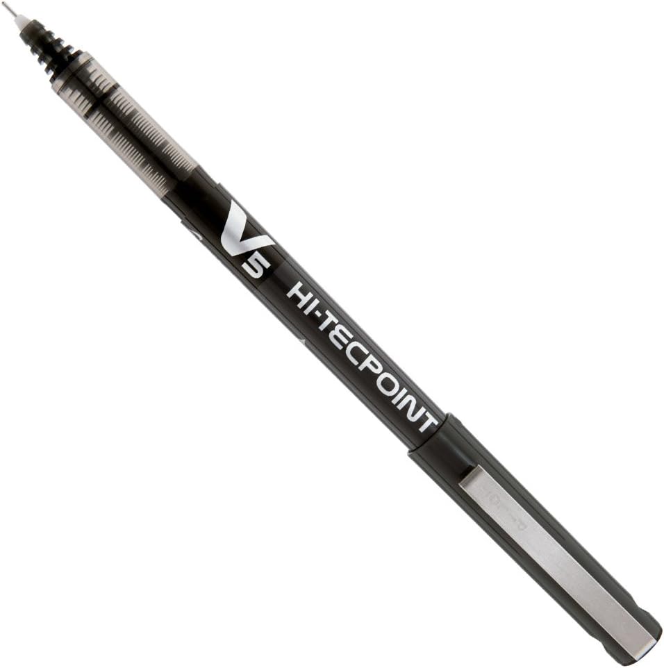 Pilot V5 Roller Pen Hi-Tecpoint Needle Tip 0.5 Mm Black Bx-V5-B