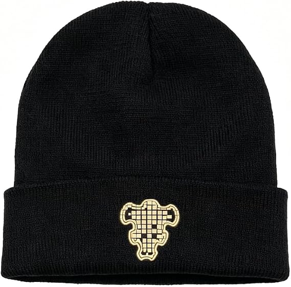 LoliMiss Anime Black Bull Embroidery Knit Beanie Hat