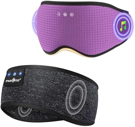 MUSICOZY Sleep Headphones with Bluetooth 5.4 Sleep Mask, Removable 3D Eye Cups for Zero Pressure Comfort, Wireless Bluetooth Eye Mask for Sleeping with Timer, Gifts for Men Women