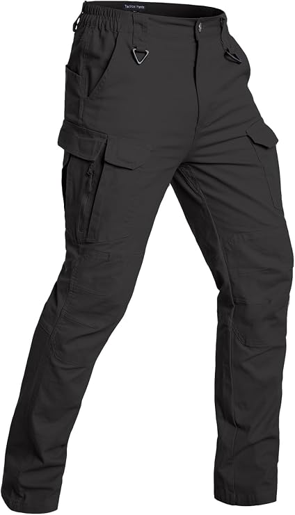 CARWORNIC Men's Cargo Work Trousers Cotton Lightweight Stretch Military Combat Hiking Tactical Trousers