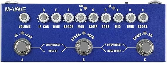 Cube Baby Bass Compact Bass Guitar Preamp Multi-Effects Pedal with 9 Amp Models, 8 IR Cab Slots, Bluetooth & Software Editing Portable Rechargeable Audio Interface