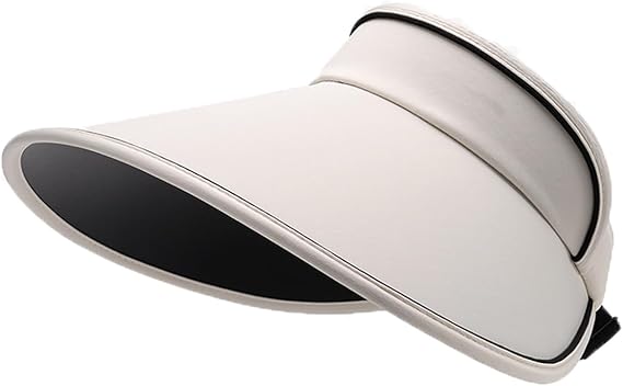 Sun Visor Hats Women Large Brim Adjustable Summer UV Protection Beach Cap Sunshade Empty Top Hat (Beige)