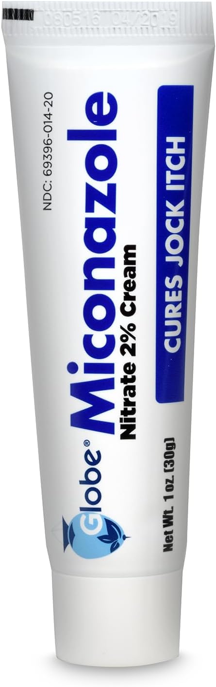 Globe Miconazole Nitrate 2% Antifungal Cream 1 oz, Cures Most Athletes Foot, Jock Itch, Ringworm and More. Compare to the Leading Name Brand | Athlete's Foot Care, Jock Itch Care, Ringworm Care, Antifungal Formula, Smooth Application, Compact Tube, Easy Storage Supply