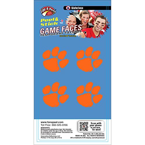 NCAA Clemson Tigers 4-Pack Waterless Temporary Tattoos
