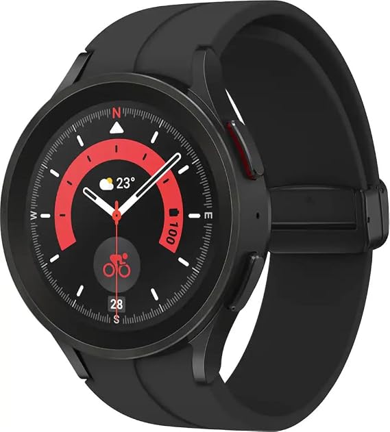 SAMSUNG Galaxy Watch Pro 5 45mm LTE Smartwatch w/ Body, Health, Fitness and Sleep Tracker, Improved Battery, Sapphire Crystal Glass, GPS Route Tracking, Titanium Frame, US Version, Black