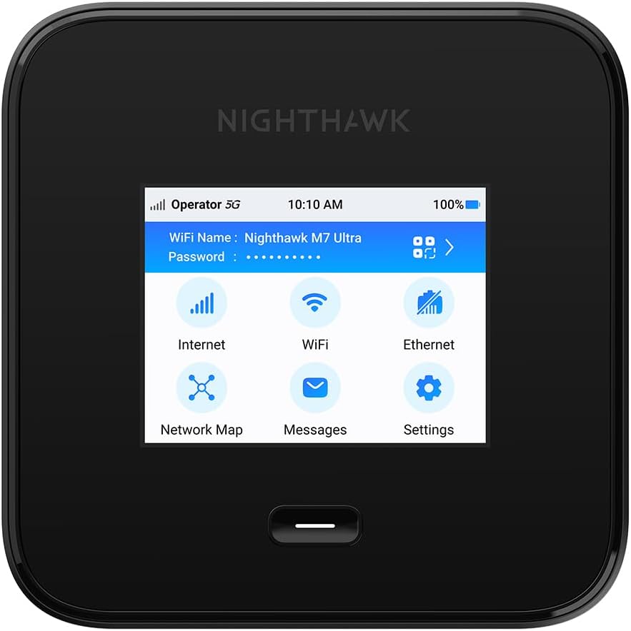 NETGEAR Nighthawk M7 Pro Mobile Hotspot Router 5G, Unlocked, International Roaming 125 Countries, WiFi 7, Portable Device for Travel, 13 Hour Battery Life MR7450