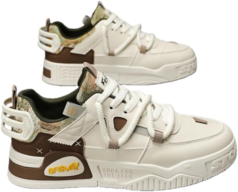 Stylish Colorblock Skateboard Shoes, Men's Street Style Comfortable Non-Slip Durable Thick-Soled Sneakers, Suitable for Outdoor Activities