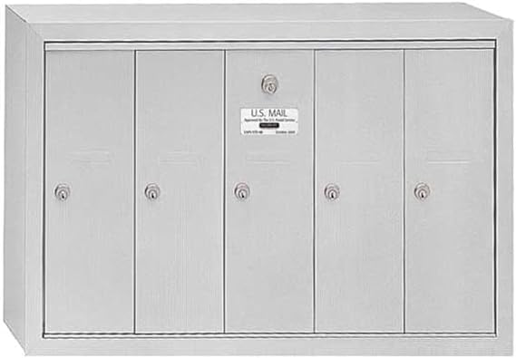 Salsbury Industries Mailbox, Aluminum, Powder Coated, 5 Doors, Surface, 3505ASU - 1 Each