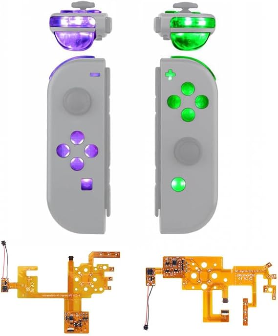eXtremeRate LED Mod Kit for Nintendo Switch & Switch OLED Joycon 7 Colors 9 Modes DFS Light Up Buttons Set with ABXY, Trigger, Face Buttons Joycon Controller NOT Included