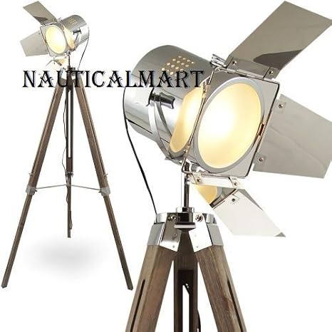 Chrome Flap floor Searchlight Lamp Tripod with Urban Design Adjustable By Nauticalmart