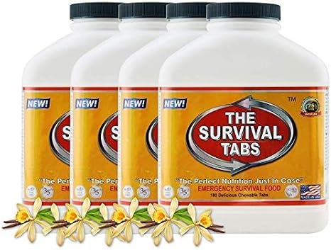 Emergency Survival Food 4 bottles Vanilla Flavored 720 tabs
