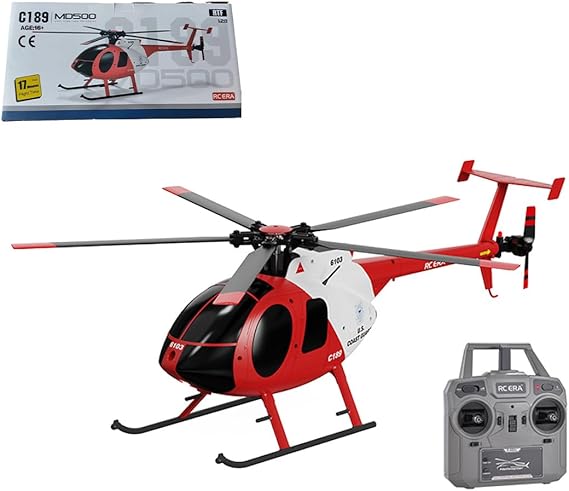 RC 1/28 Helicopter Model Kit for Adults, 2.4G 4CH MD500 C189 Little Bird Aircraft Model, Single-Rotor Airplane Helicopter Model Toys with 6-Axis Gyro (RTF Version)