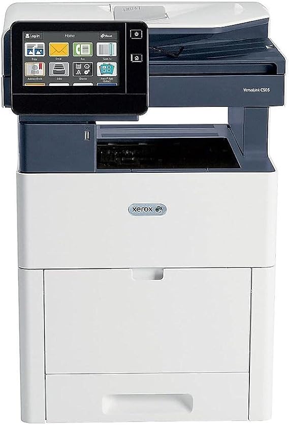 Xerox C505/X VersaLink Color Laser MFP (Print Copy scan fax) Letter/Legal up to 45 ppm USB/Ethernet 2 Sided Print 550 Sheet Tray 150 Sheet Multi Purpose Tray 250 GB Hard Drive 7" Display