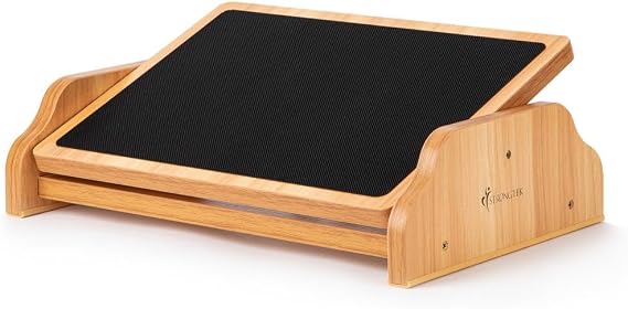 StrongTek Under Desk Adjustable Foot Rest, Wooden Rocking Footrest | 3 Positions, Non-Slip, 440 lb Capacity, Wide Foot Platform, Stable Wooden Base, Leg Support for Home Office, Gaming, Sofa