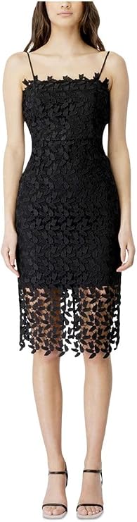 Bardot Liana Midi Leaf Lace Dress Black 2