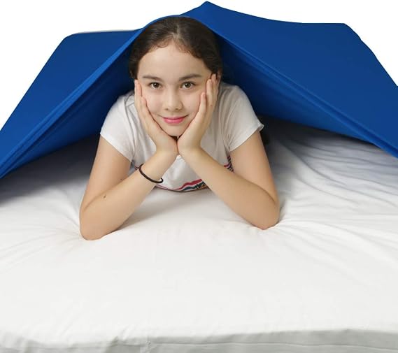 TOPARCHERY Sensory Compression Blanket Sensory Bed Sheet - Help Settle Down at Nighttime - Increase Calm and Comfort (Twin, Blue)