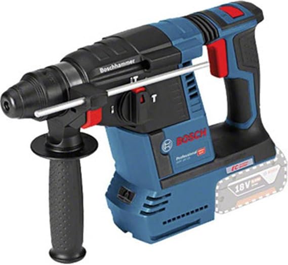 Bosch Professional 18V System Cordless Rotary Hammer GBH 18V-26 (SDS Plus, incl. Aux. Handle, Machine Cloth, Depth Stop 210mm, Without Battery/Charger)