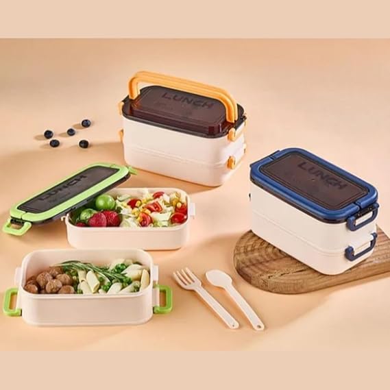 Jouis Beslenme Kutusu 1200 ml 2 Katlı Bölmeli BPA'sız PP Plastik Sefer Tası ve Beslenme Çantası - Lunch Box, ÇATAL KAŞIK Dahil Okul Beslenme