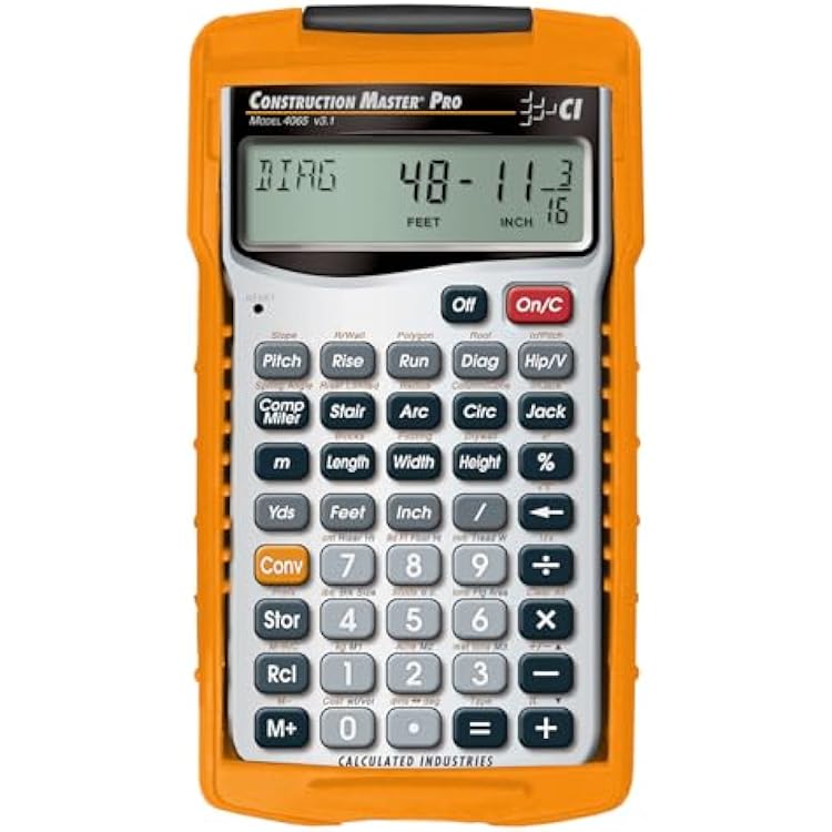 Calculated Industries 4065 Construction Master Pro Advanced Construction Math Feet-inch-Fraction Calculator for Contractors, Estimators, Builders, Framers, Remodelers, Renovators and Carpenters